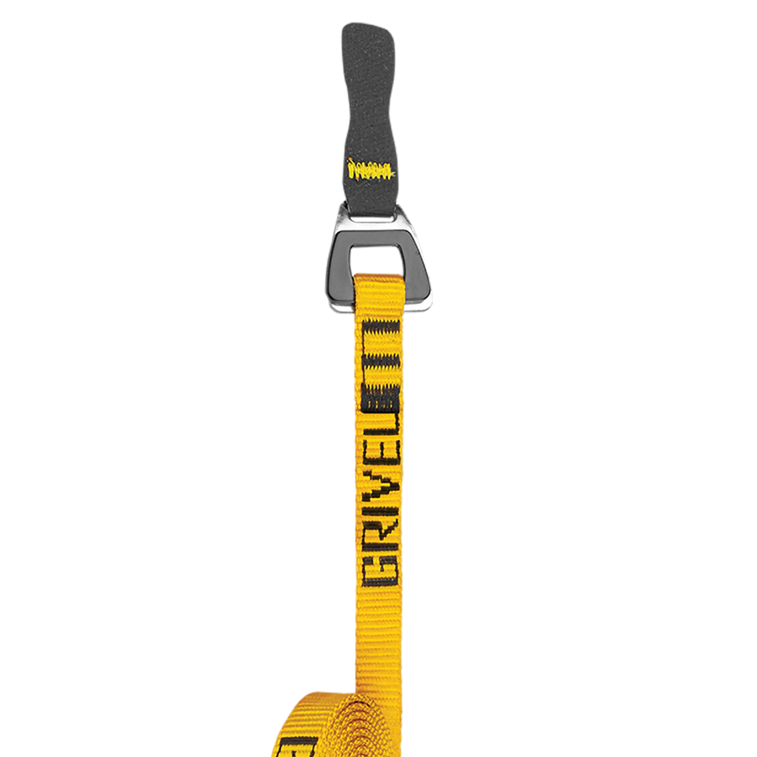 Two yellow Grivel strap adjusters with black and gray buckles, displayed on a clean white background.