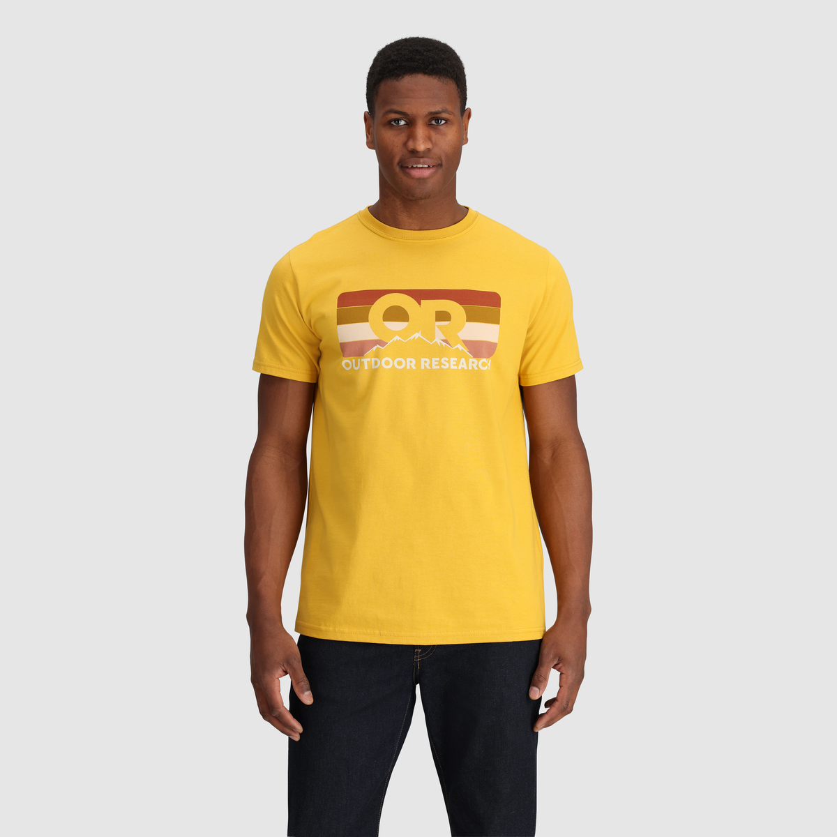 Outdoor Research OR Advocate Stripe Tee - Size M - Saffron/Bronze