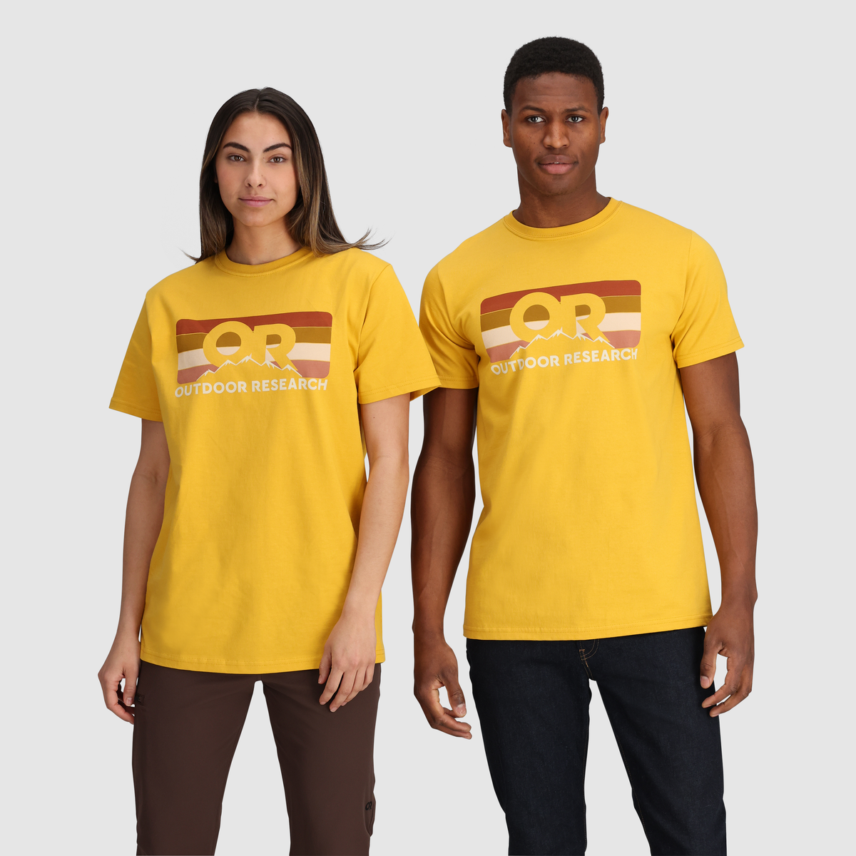 Outdoor Research OR Advocate Stripe Tee - Size L - Saffron/Bronze