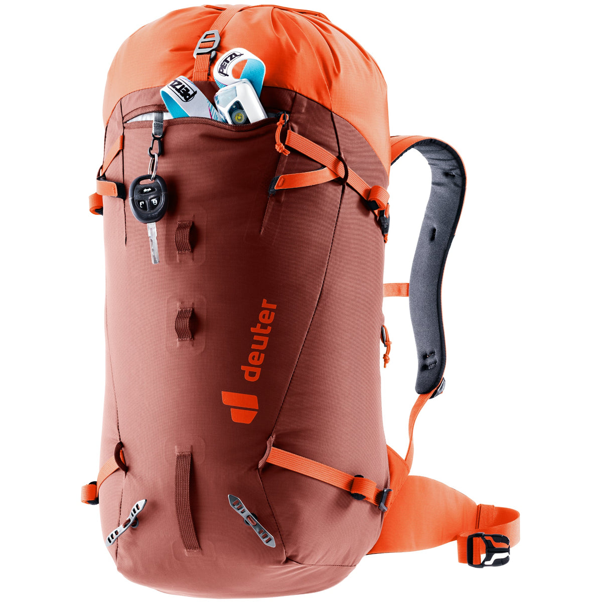 Deuter Guide 30 Redwood Papaya front pocket