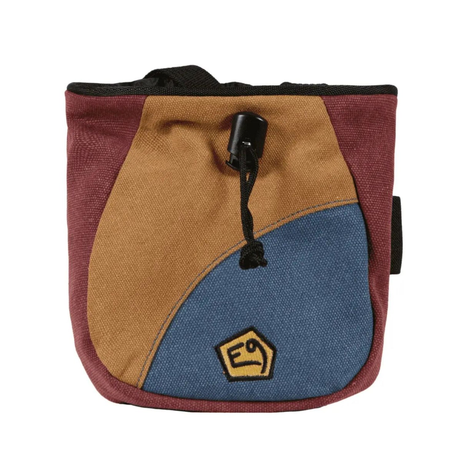 Multicolored pouch with a logo on a white background