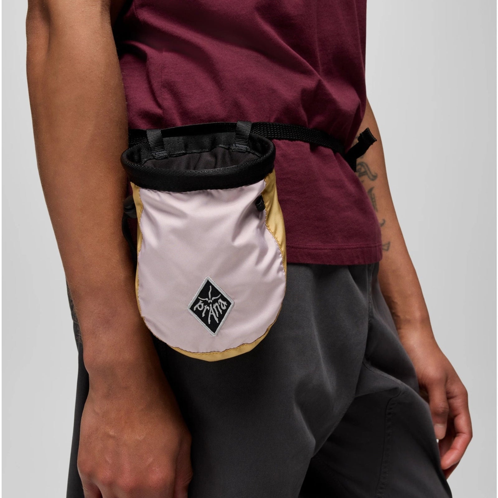 Chalk bag with a logo on a white background