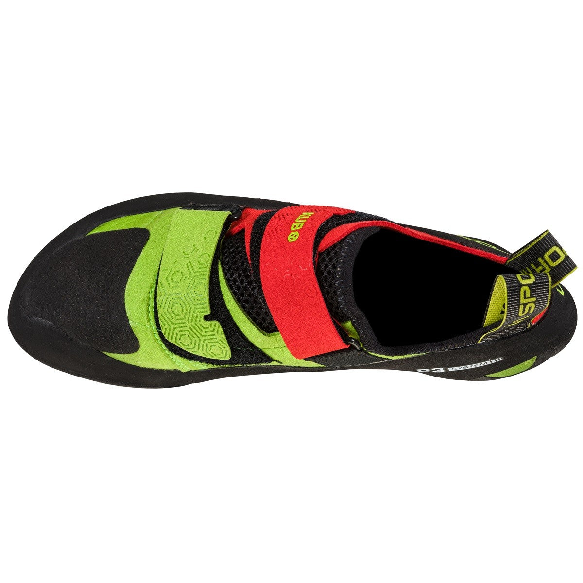 La Sportiva Kubo Neon/Goji view from above 