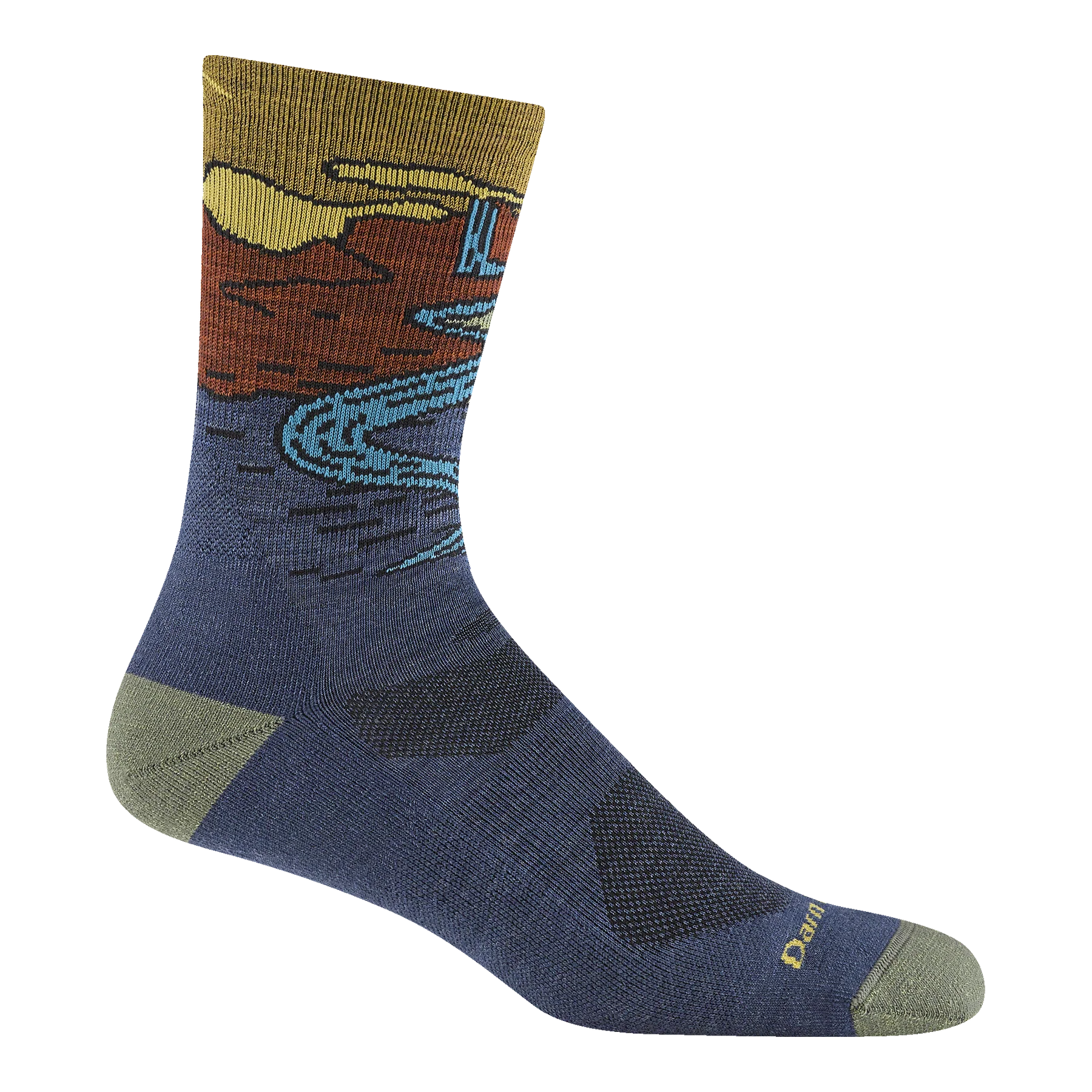 Darn Tough Mens Chasing Waterfalls Micro Crew Lightweight Hiking Sock in denim