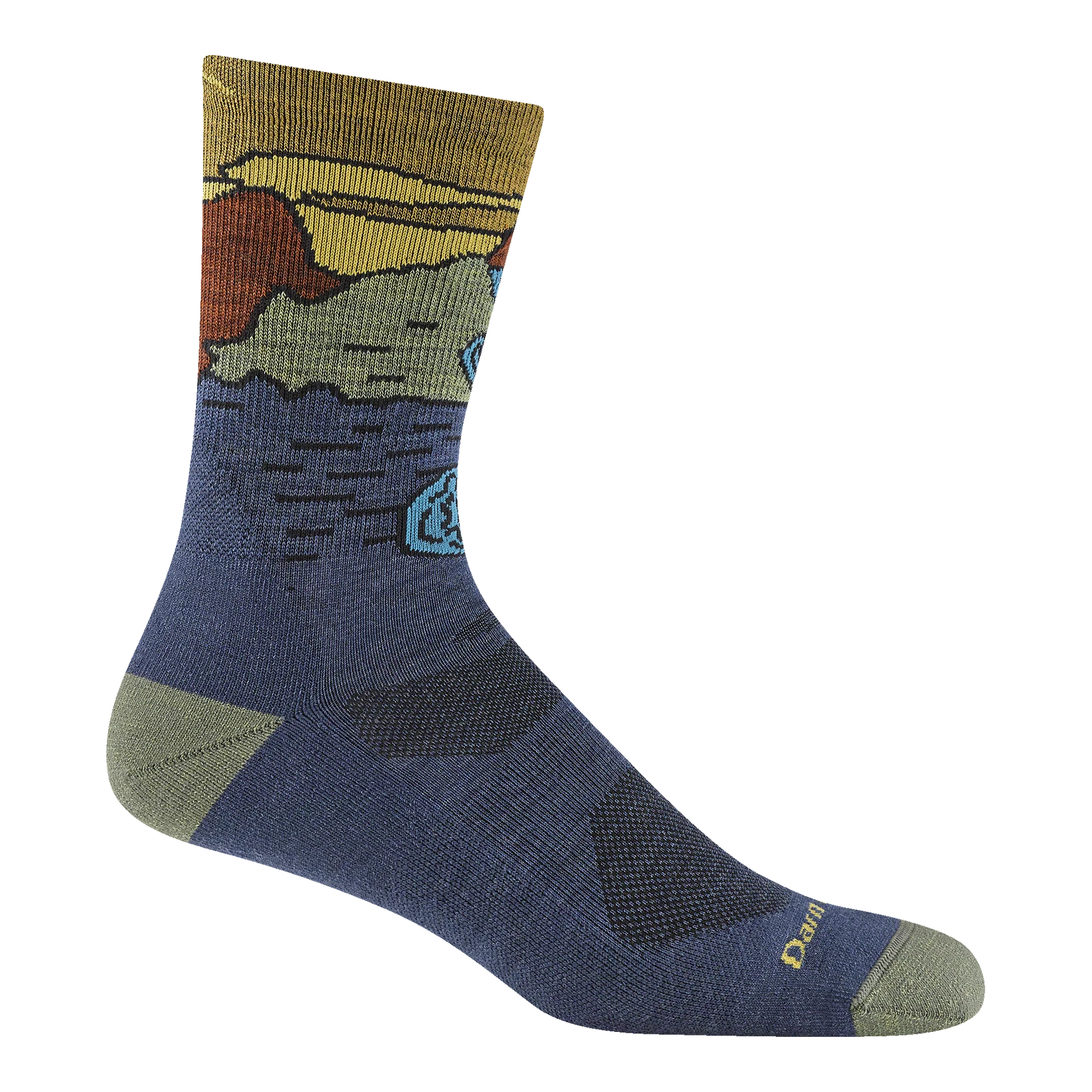 Darn Tough Mens Chasing Waterfalls Micro Crew Lightweight Hiking Sock in denim