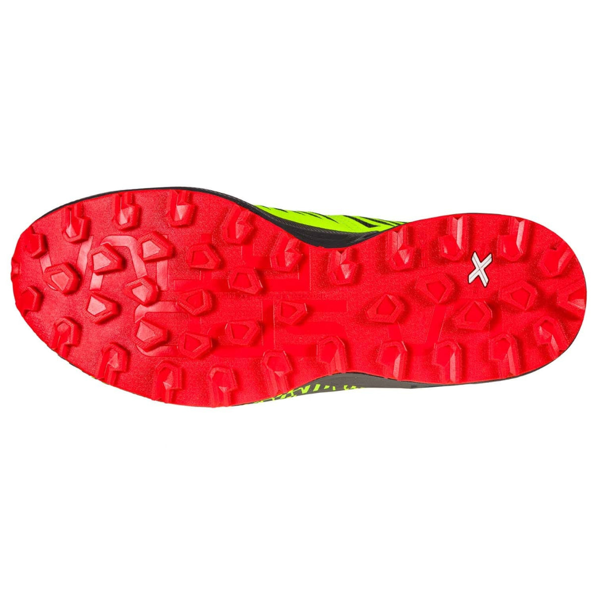 La Sportiva Cyklon (Neon/Goji) running shoe red sole