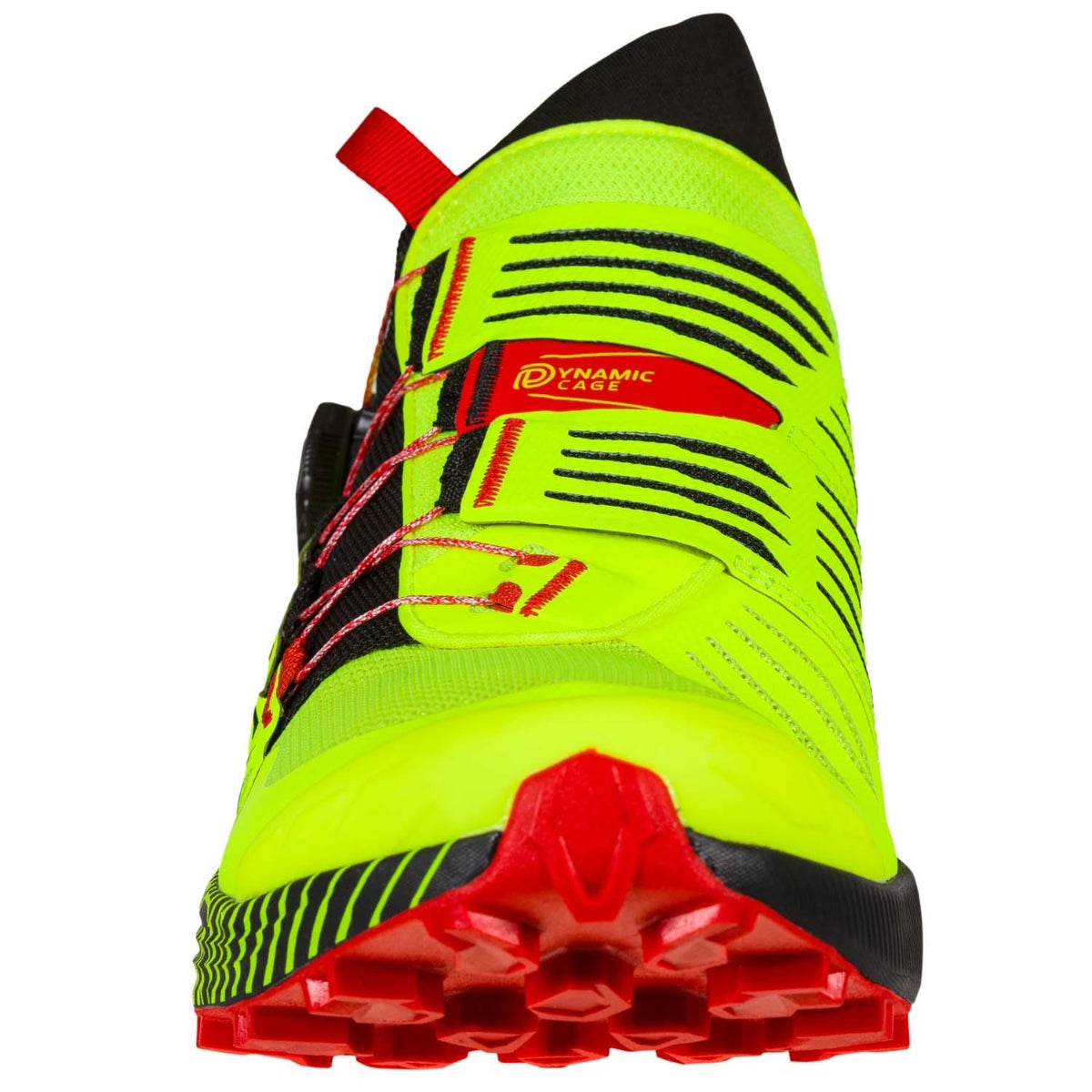 La Sportiva Cyklon (Neon/Goji) running shoe close up of toe end