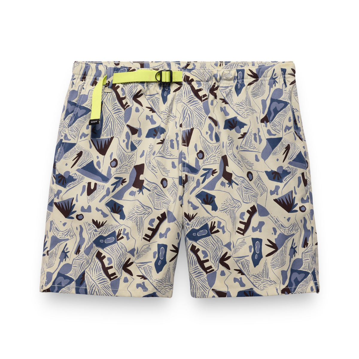 multi shaped print designed shorts on a white background