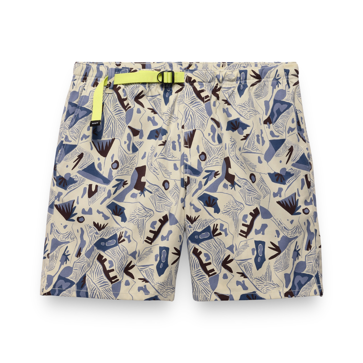 multi shaped print designed shorts on a white background