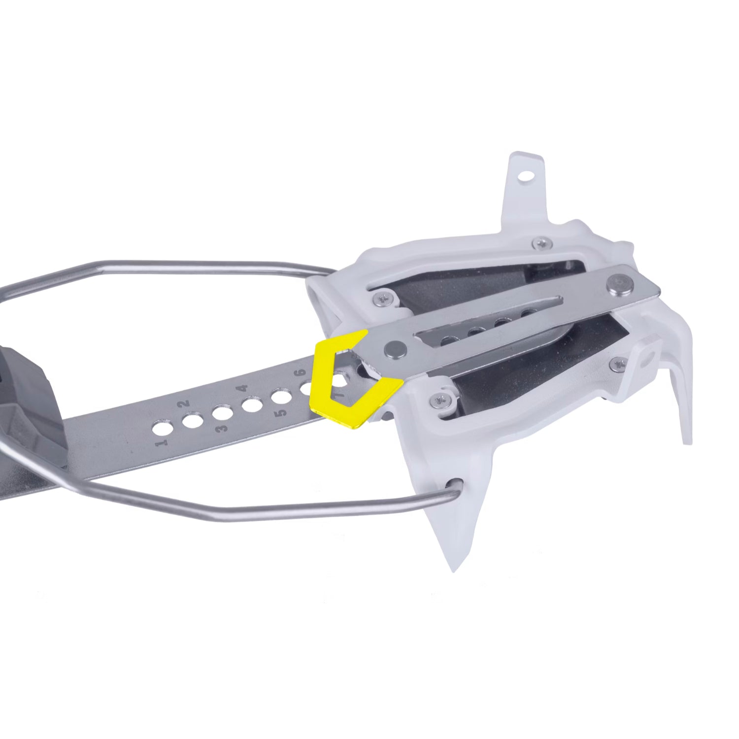 Crampon with black and yellow design on a white background