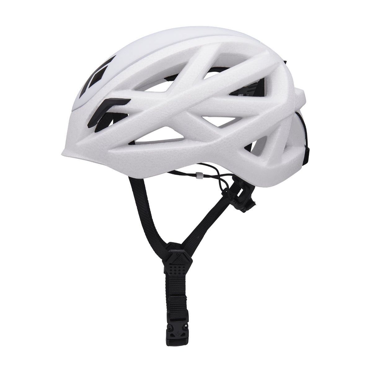 Black Diamond Vapor helmet in white with a black logo side view