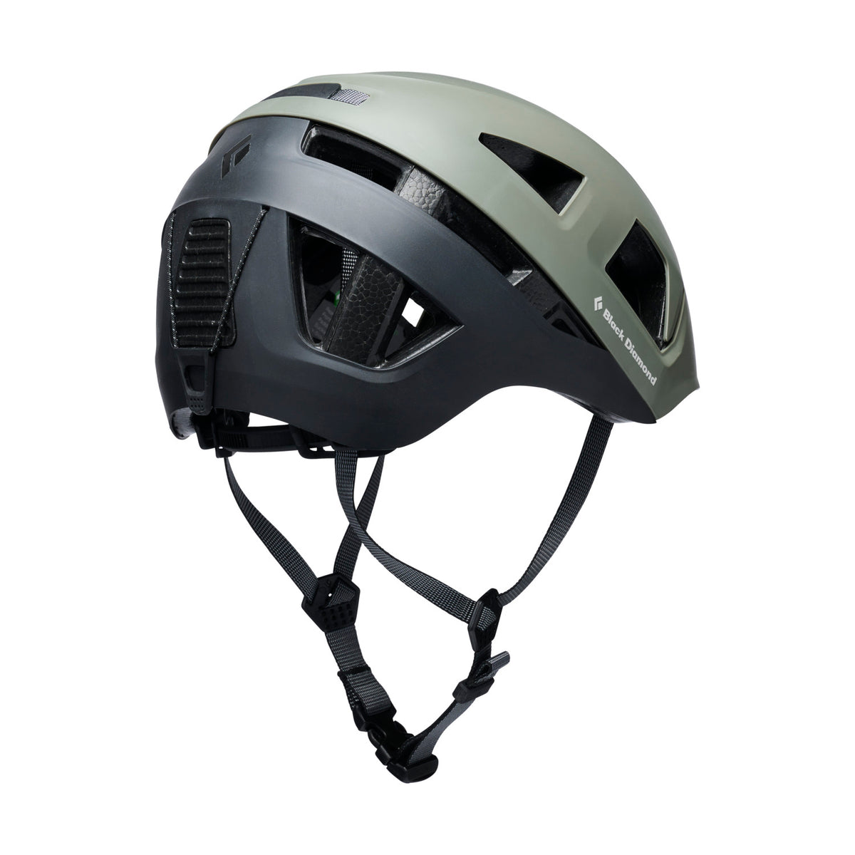 Helmet with black and gray design on a white background