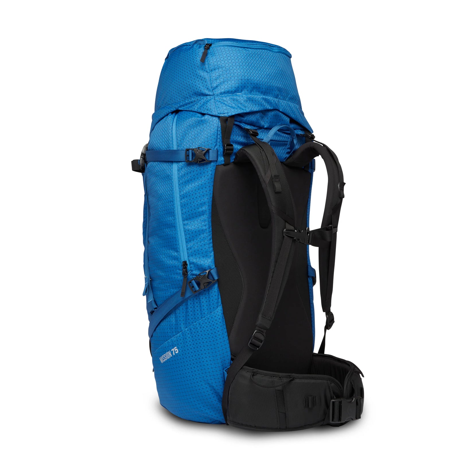 Blue backpack with Black Diamond logo on a white background