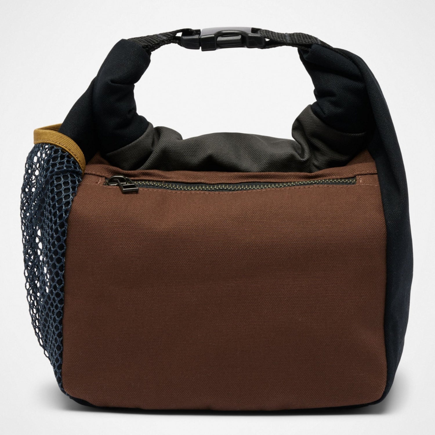 Multicolored bag with a Prana logo on a white background