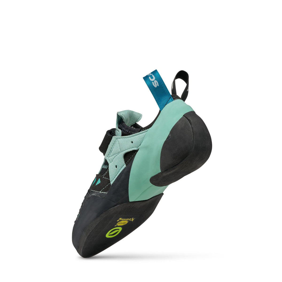 Scarpa Instinct VS Womens black, aqua. heel view