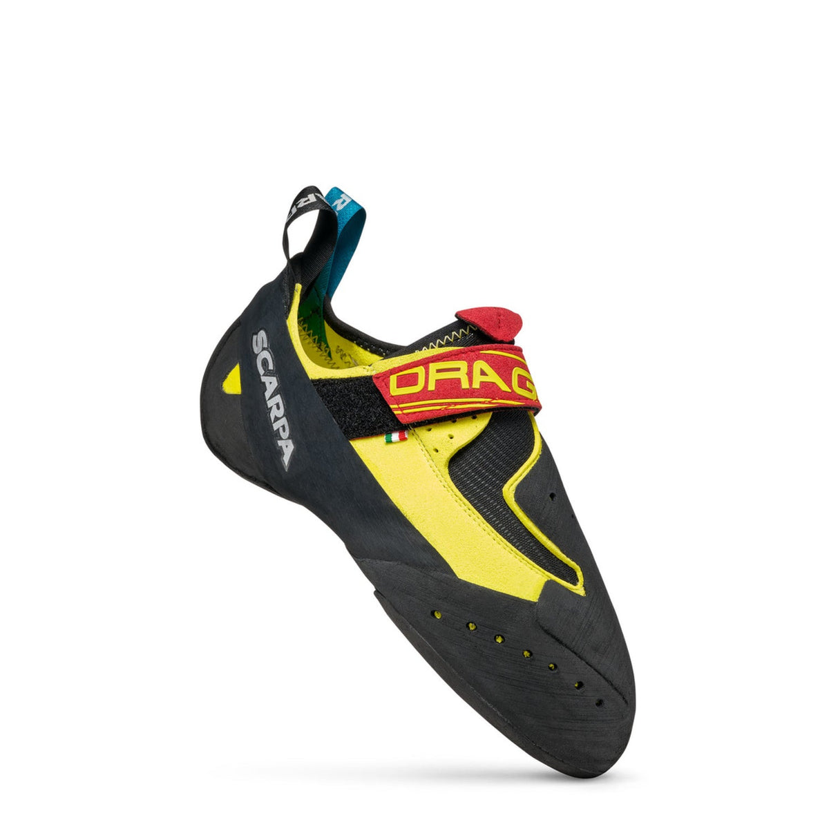 Scarpa Drago climbing shoe, in black and yellow colours