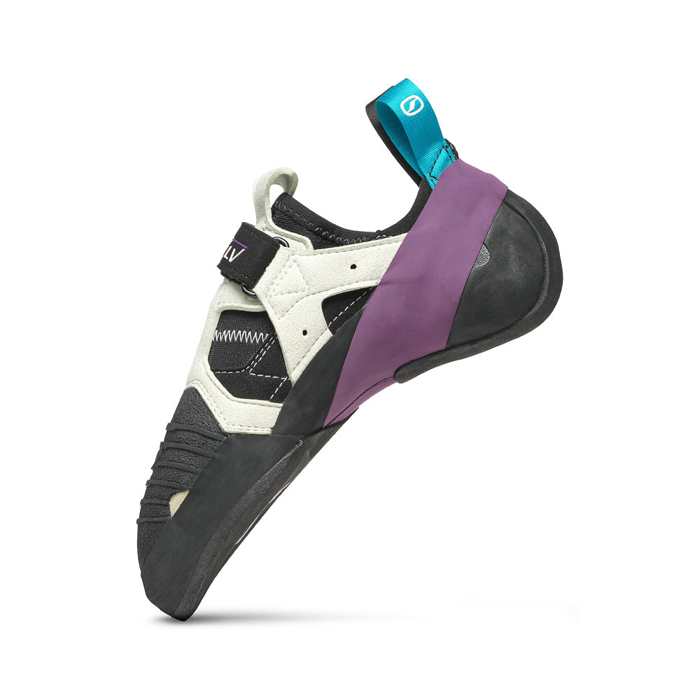 Scarpa Instinct VS-R LV climbing shoes in black, purple and white