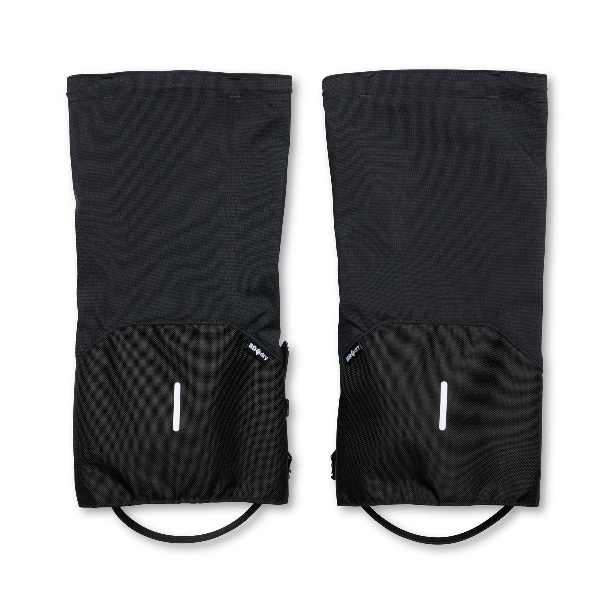 Black gaiters with Black Diamond logo on a white background