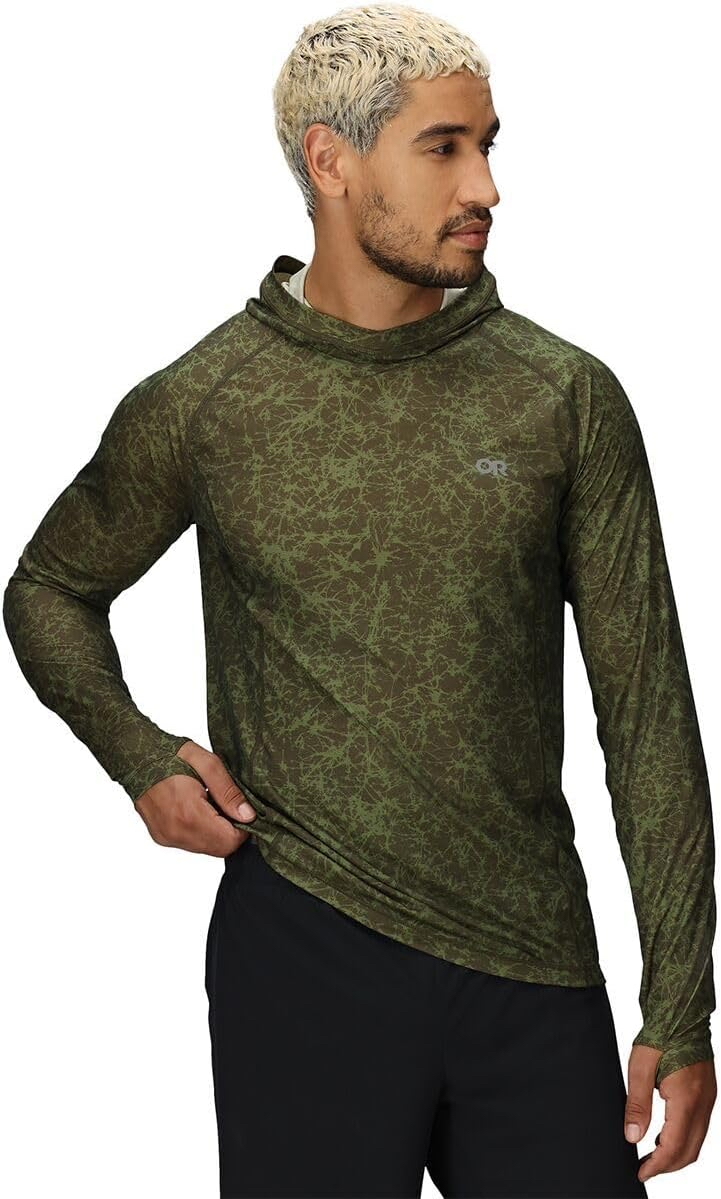 Outdoor Research Men's Echo Printed Hoodie - Size M - Dark Olive Atoms