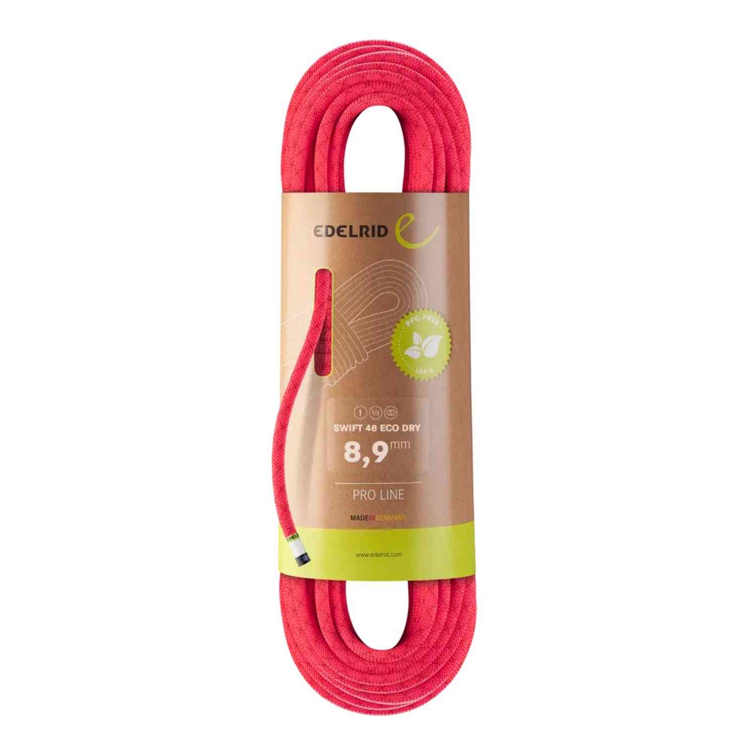 Edelrid Swift 48 Eco Dry 8.9mm climbing rope in icemint blue