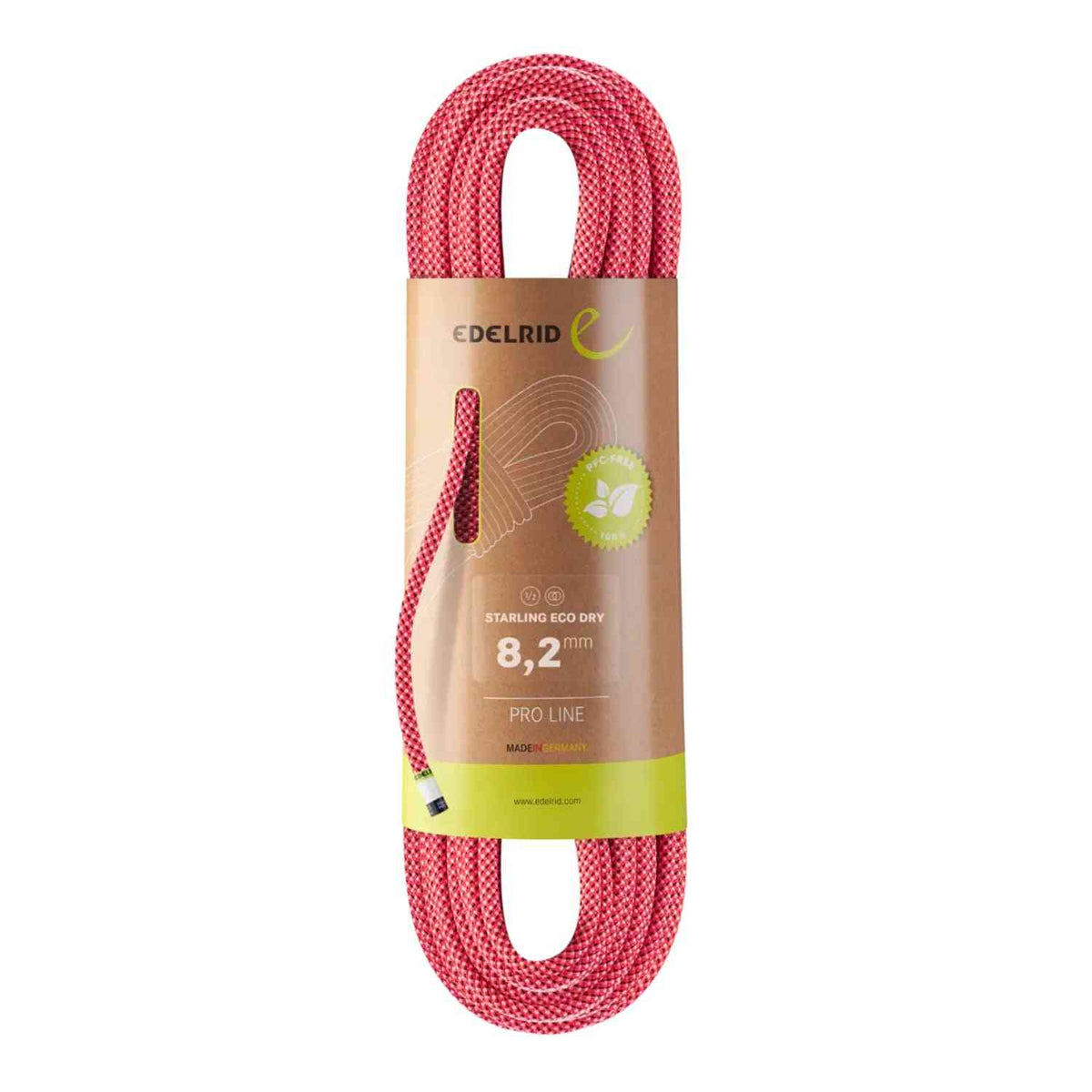 Edelrid Starling Eco Dry 8.2mm climbing rope in pink colour