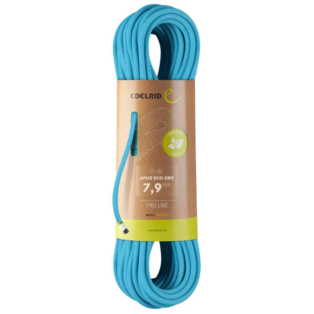 Edelrid Apus Eco Dry 7.9mm climbing rope in icemint blue