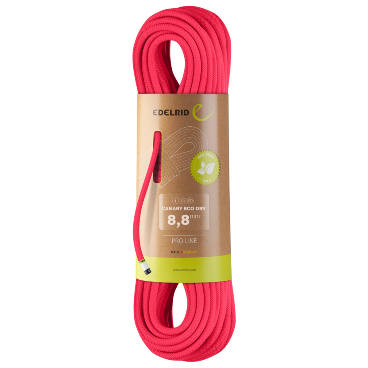 neon pink climbing rope on a white background