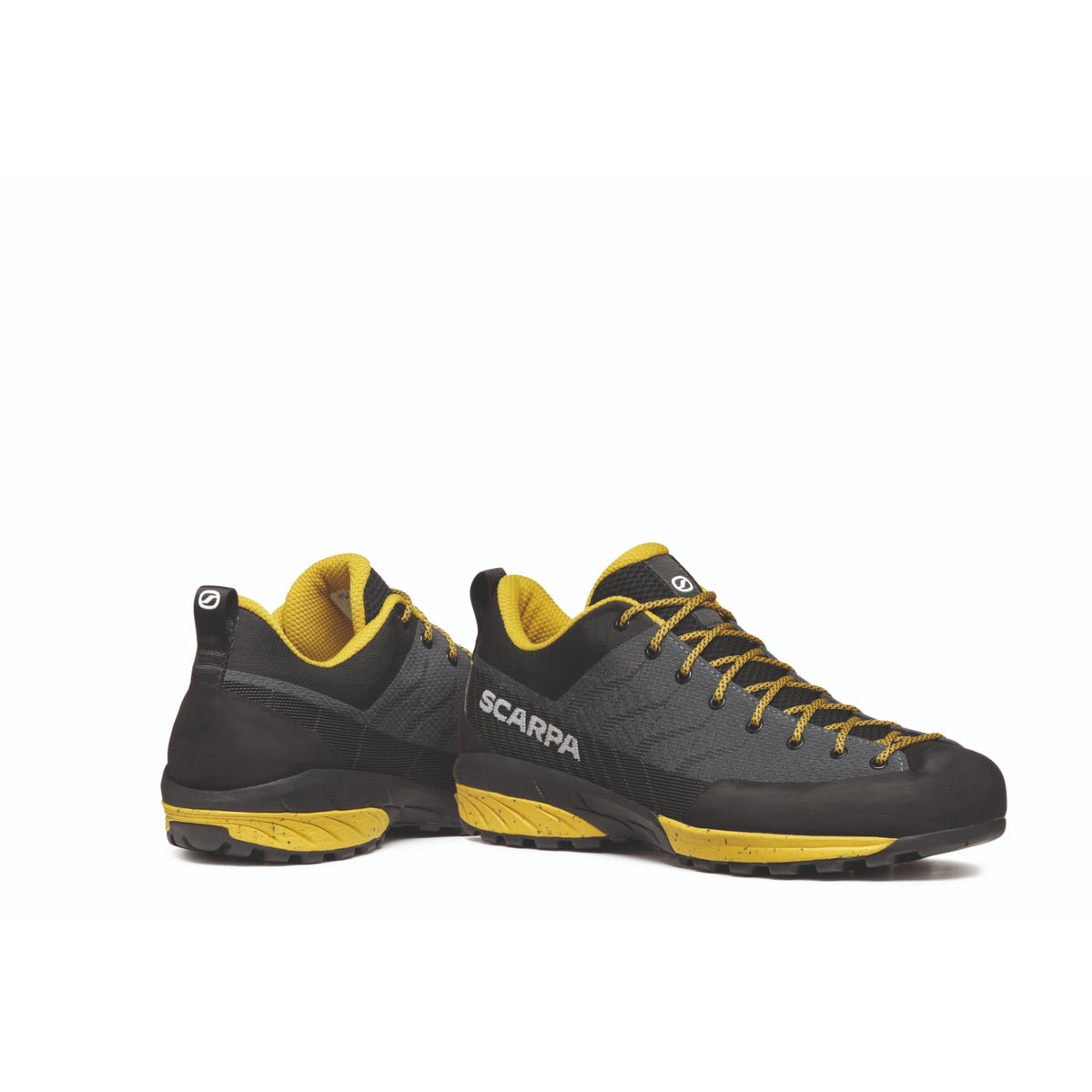 Scarpa Mescalito Planet approach shoes in grey/curry colour