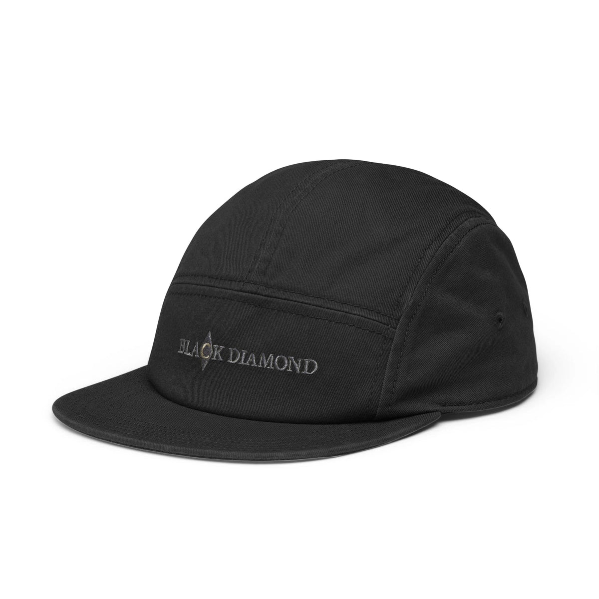 Black cap with a logo on a white background