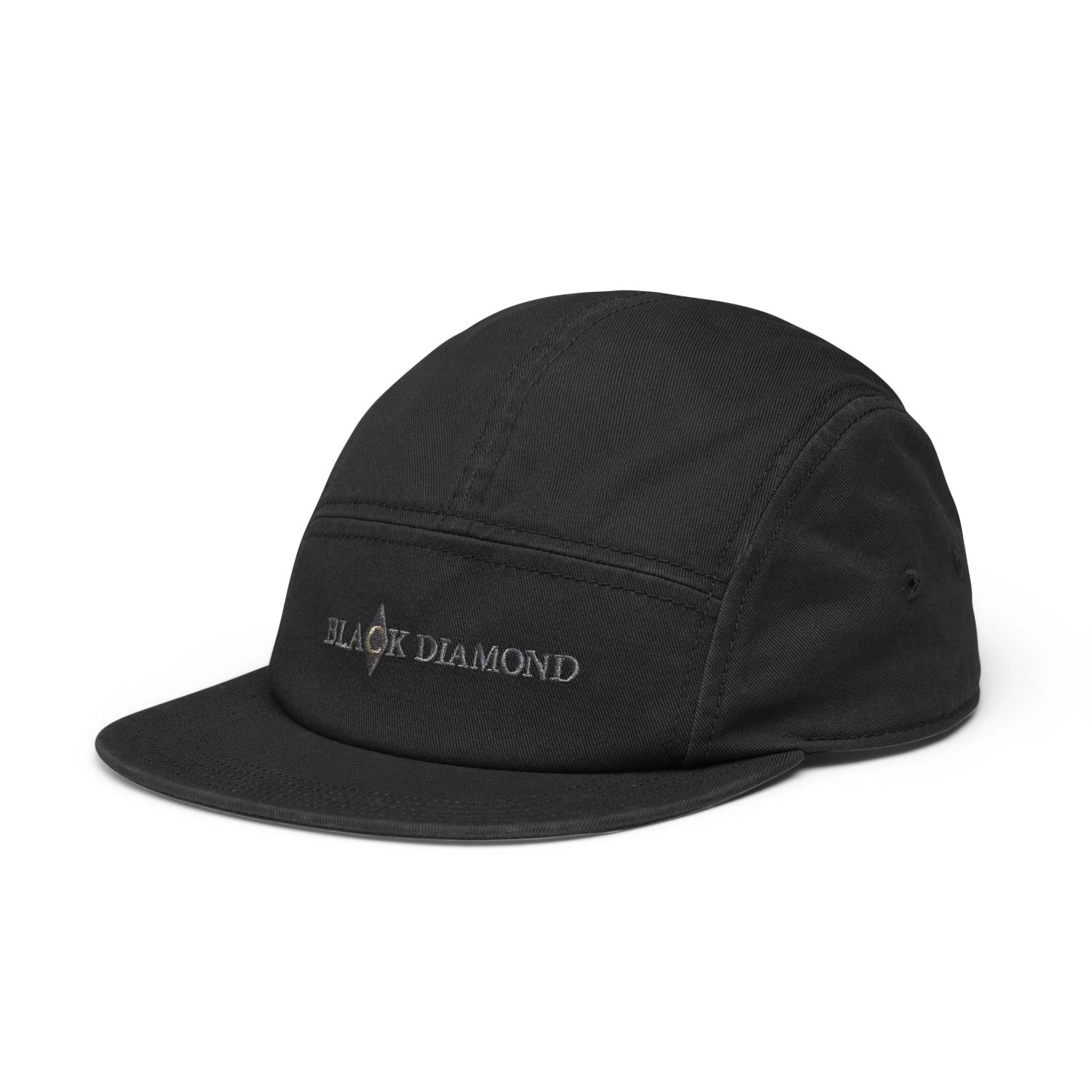 Black cap with a logo on a white background