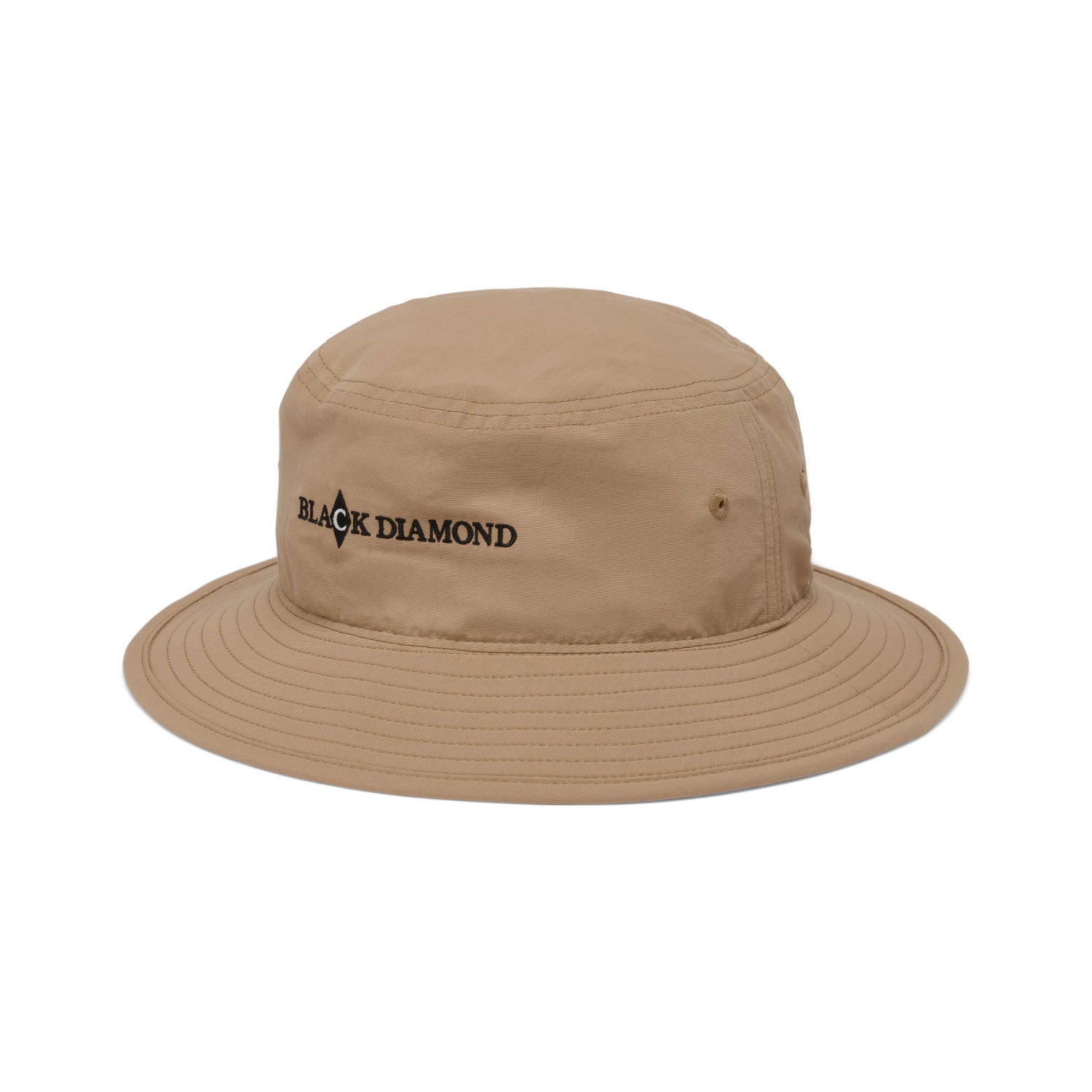 Beige bucket hat with Black Diamond logo on a white background