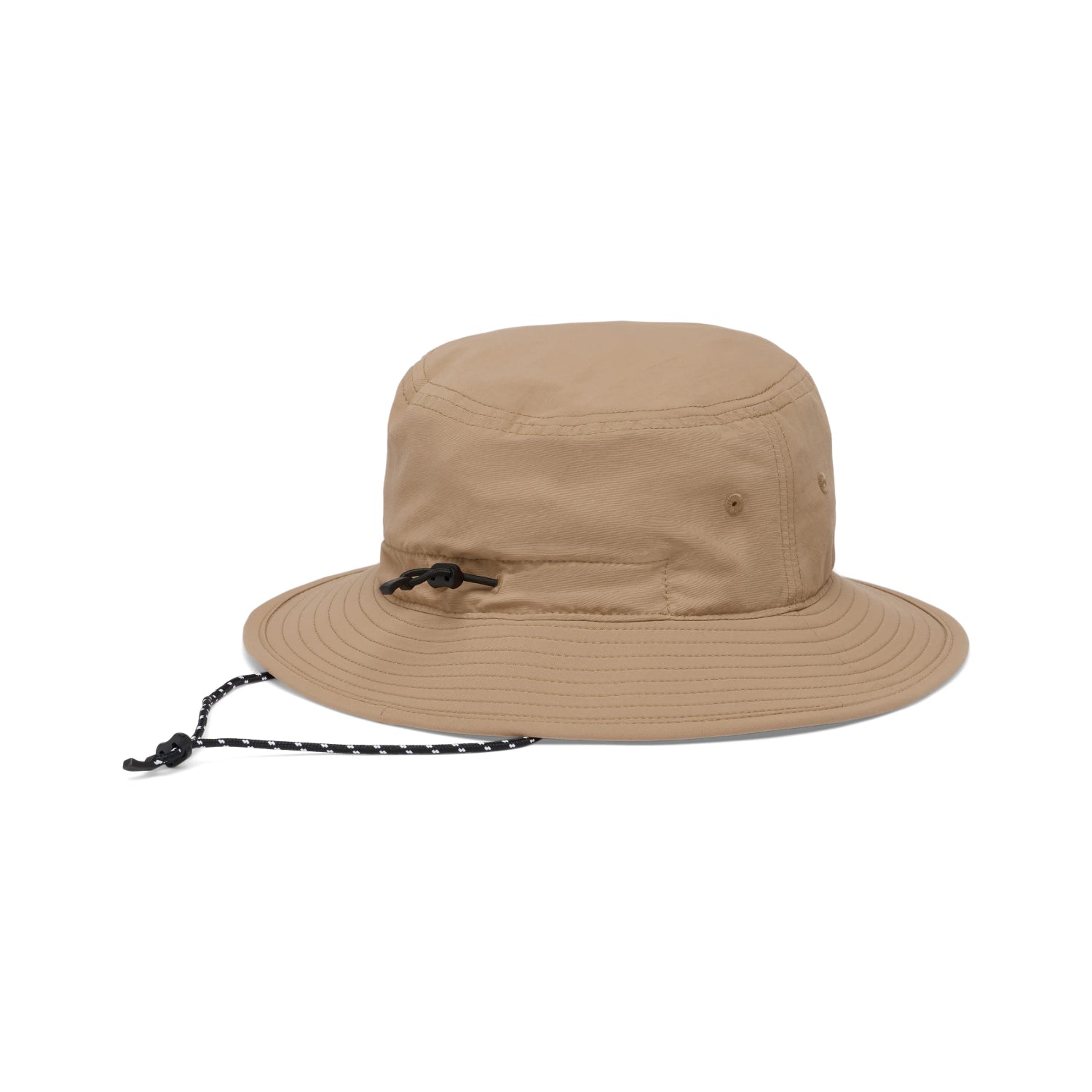 Beige bucket hat with Black Diamond logo on a white background