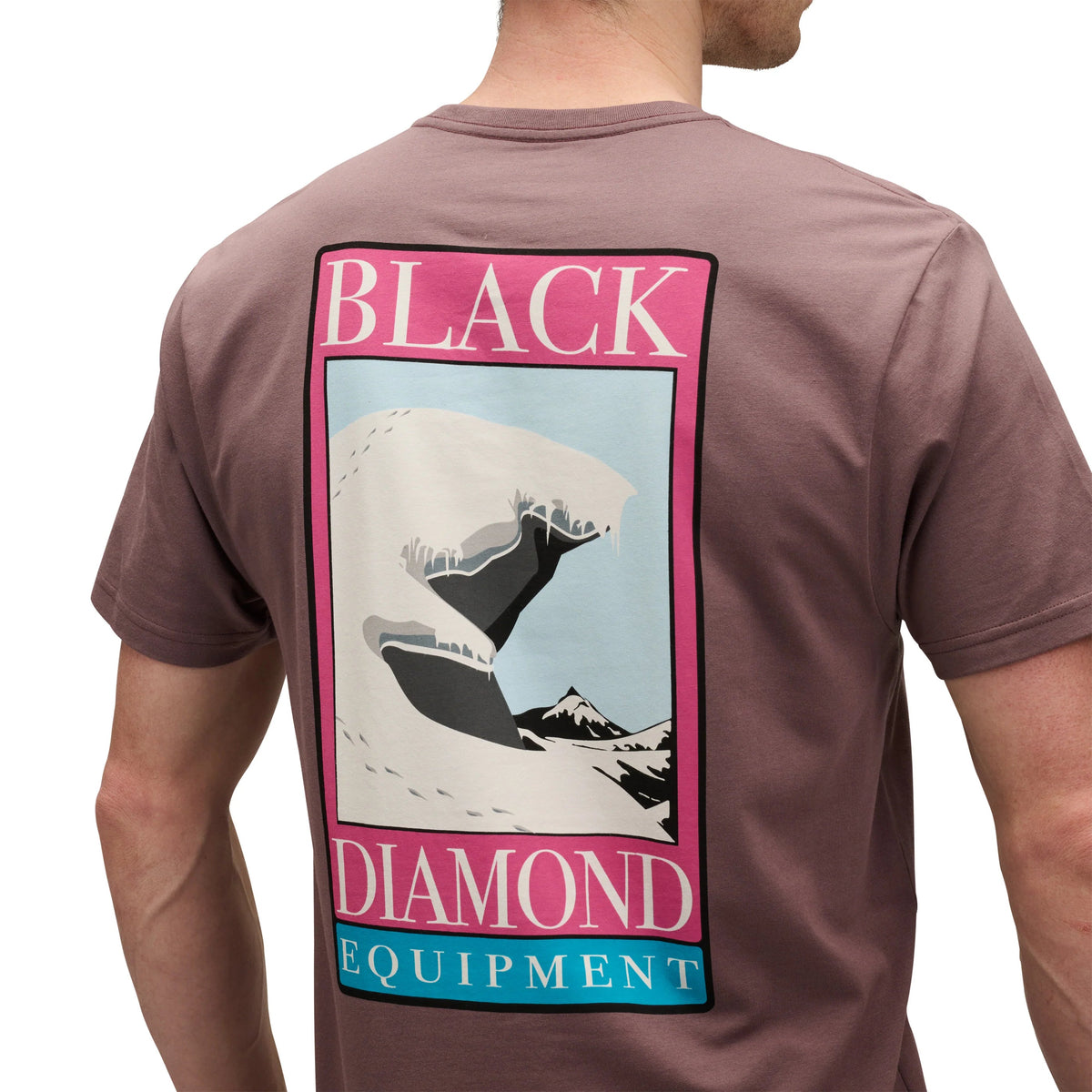 Brown t-shirt with Black Diamond Equipment graphic on the back