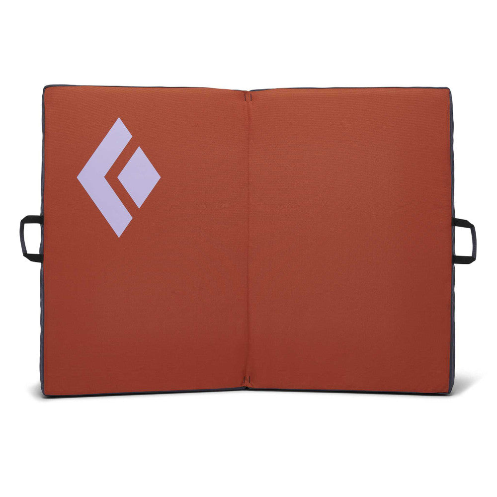 Black Diamond Circuit Crash Pad in rust orange colour. opened up.
