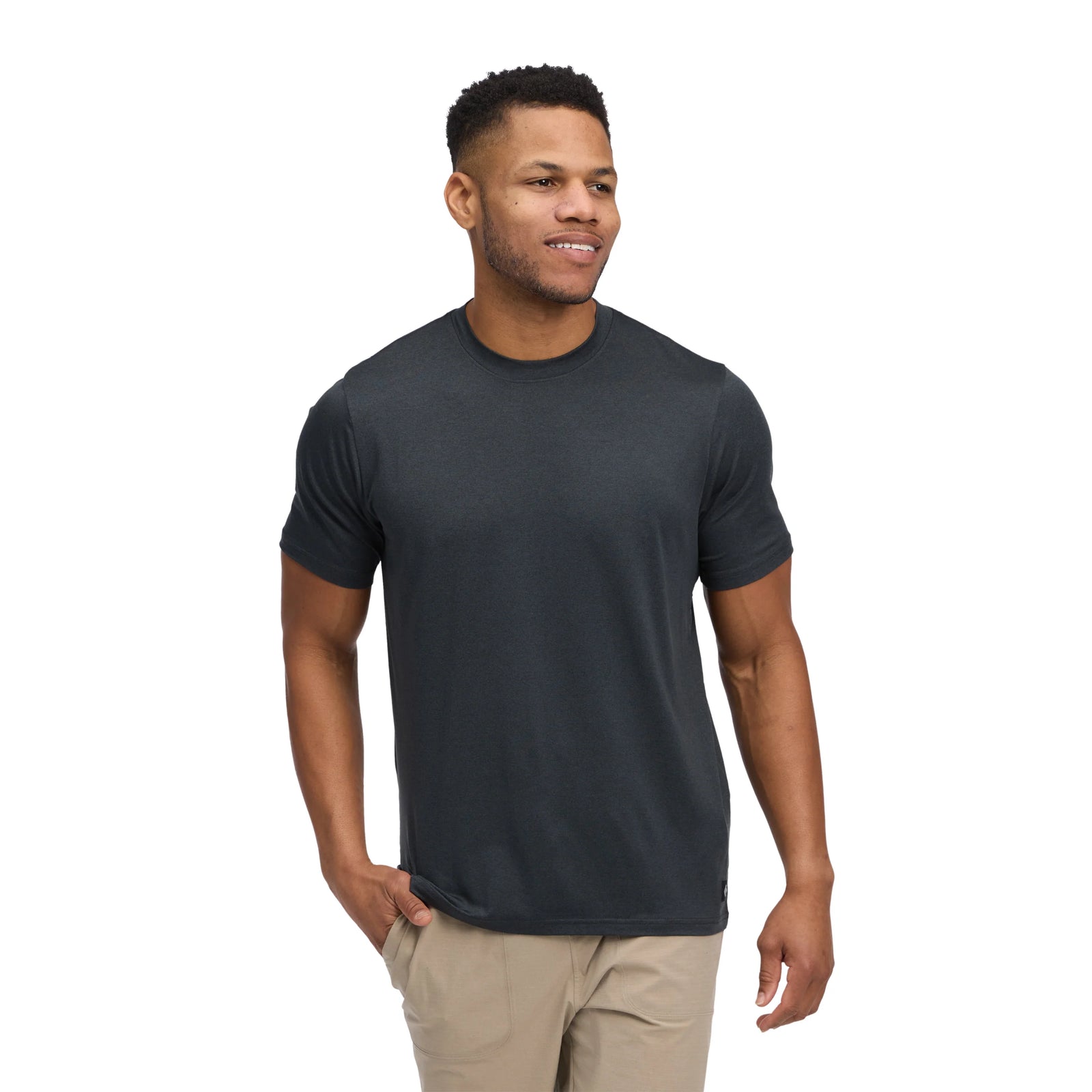 Black t-shirt on a white background