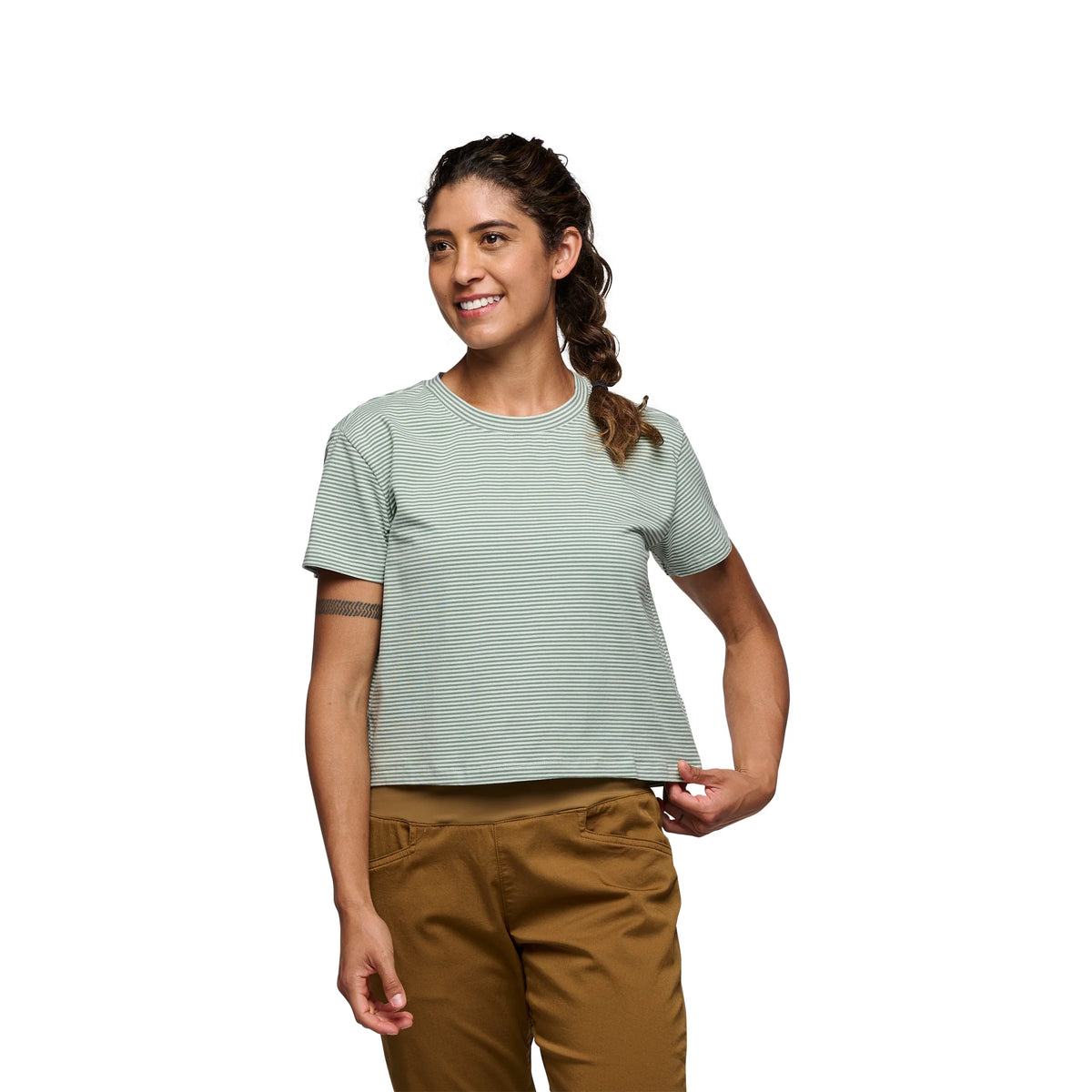 Black Diamond Stripe Crop SS Tee - Women's