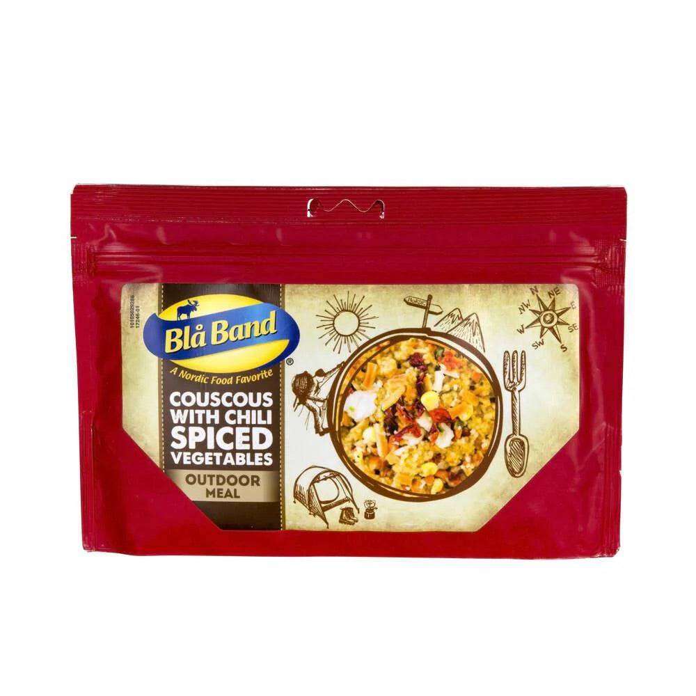 Blä Band couscous with chili spiced vegetables package on a white background