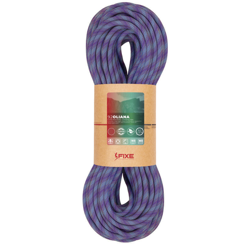 Fixe Oliana 9.2mm triple rated climbing rope in blue