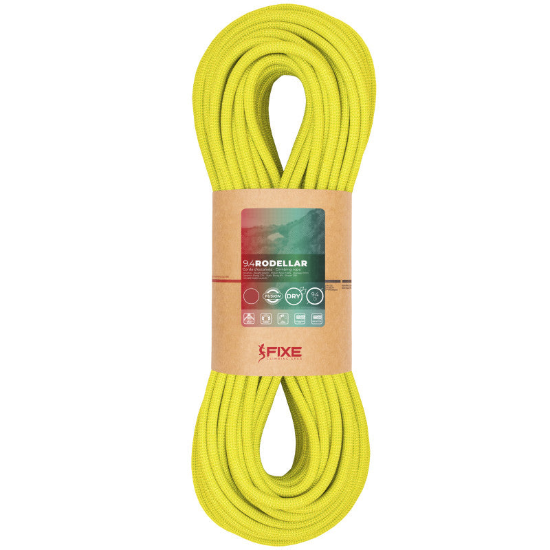 Fixe Rodellar 9.4mm climbing rope in yellow