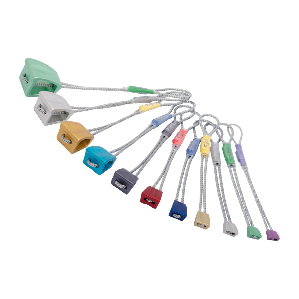 DMM Wallnut climbing nut set, sizes 1 - 11, shown side by side