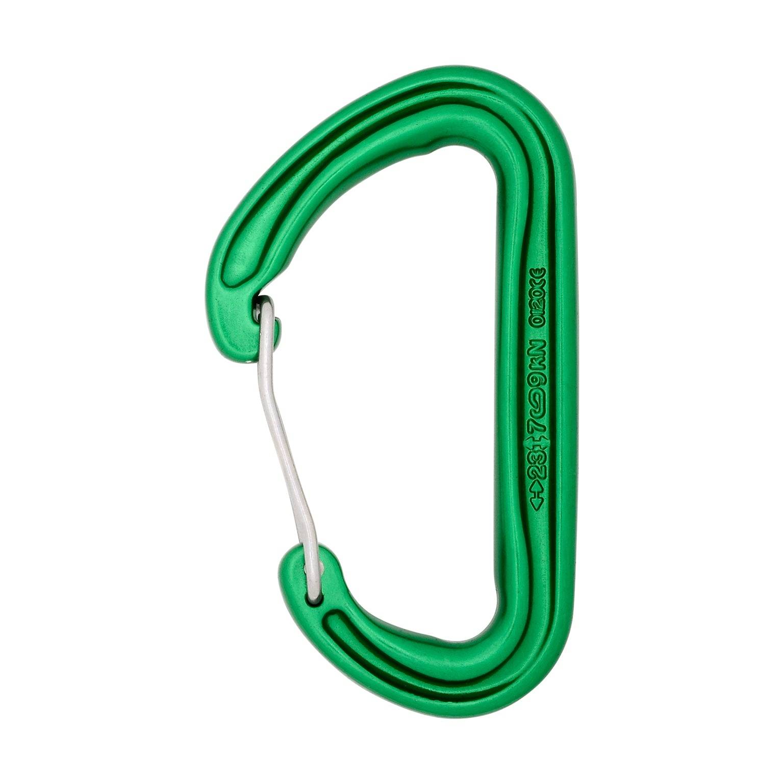 Set of colorful carabiners on a white background