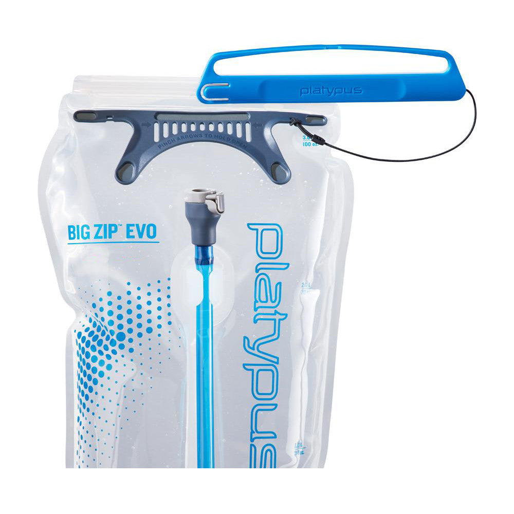 Platypus Big Zip EVO 2L shown with closure system open
