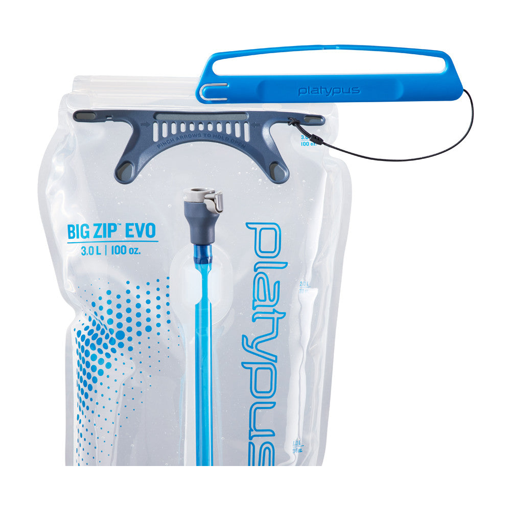 Platypus Big Zip EVO 3L shown with closure system open