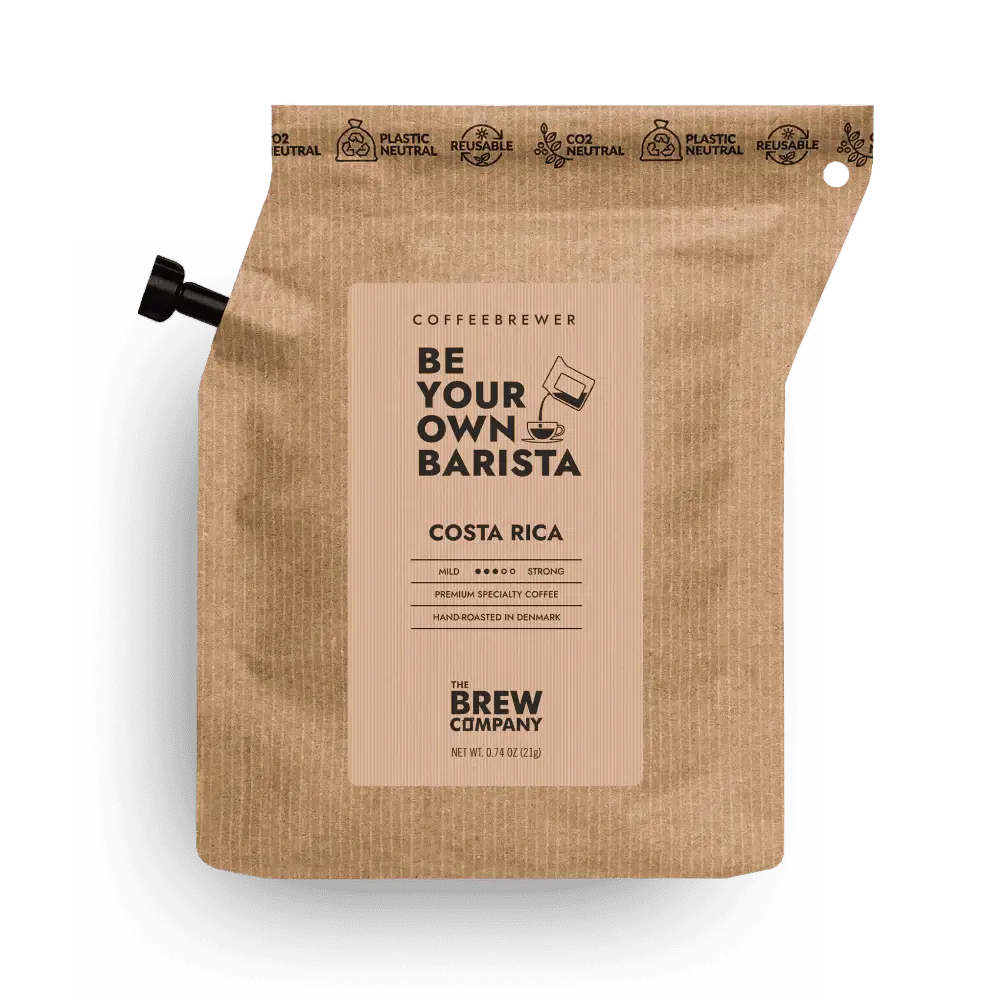 Coffee package with 'Be Your Own Barista' label on a white background