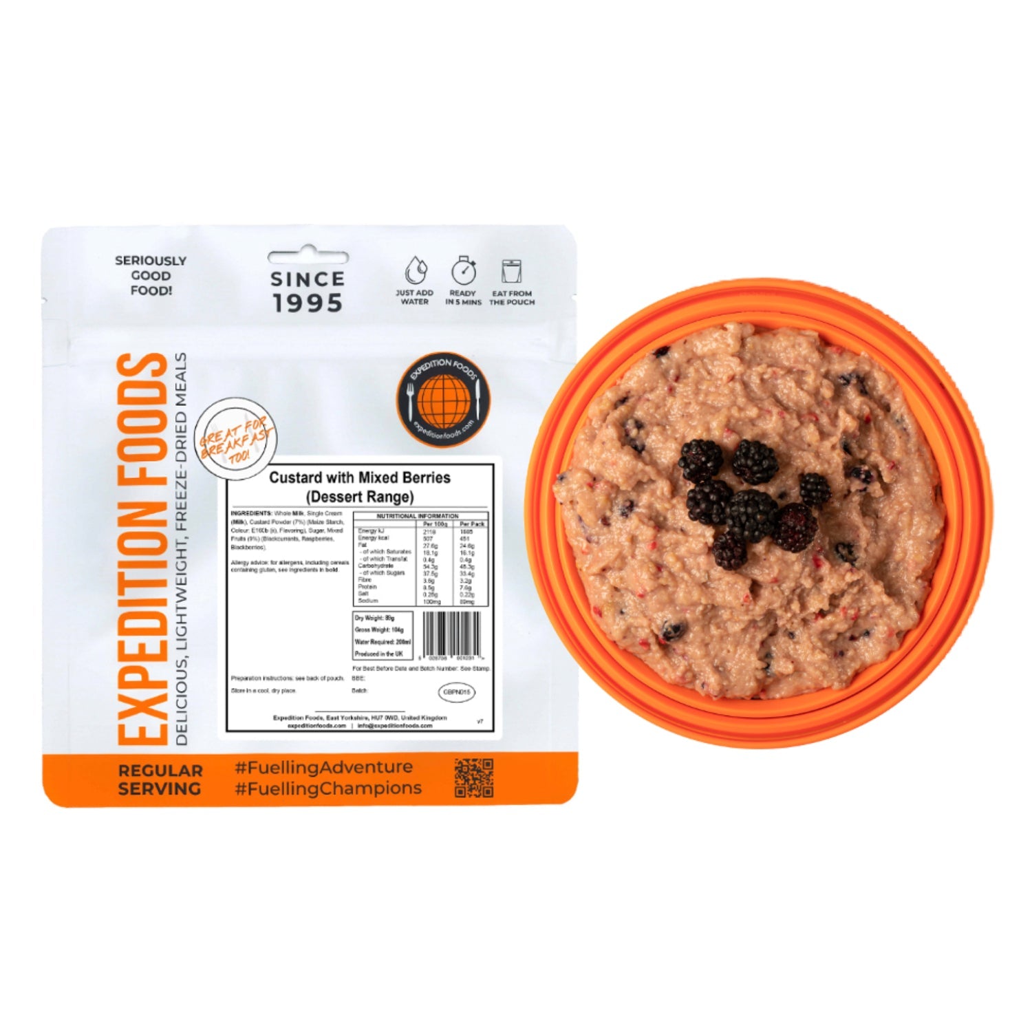 Expedition Foods Custard with Mixed Berries in packet