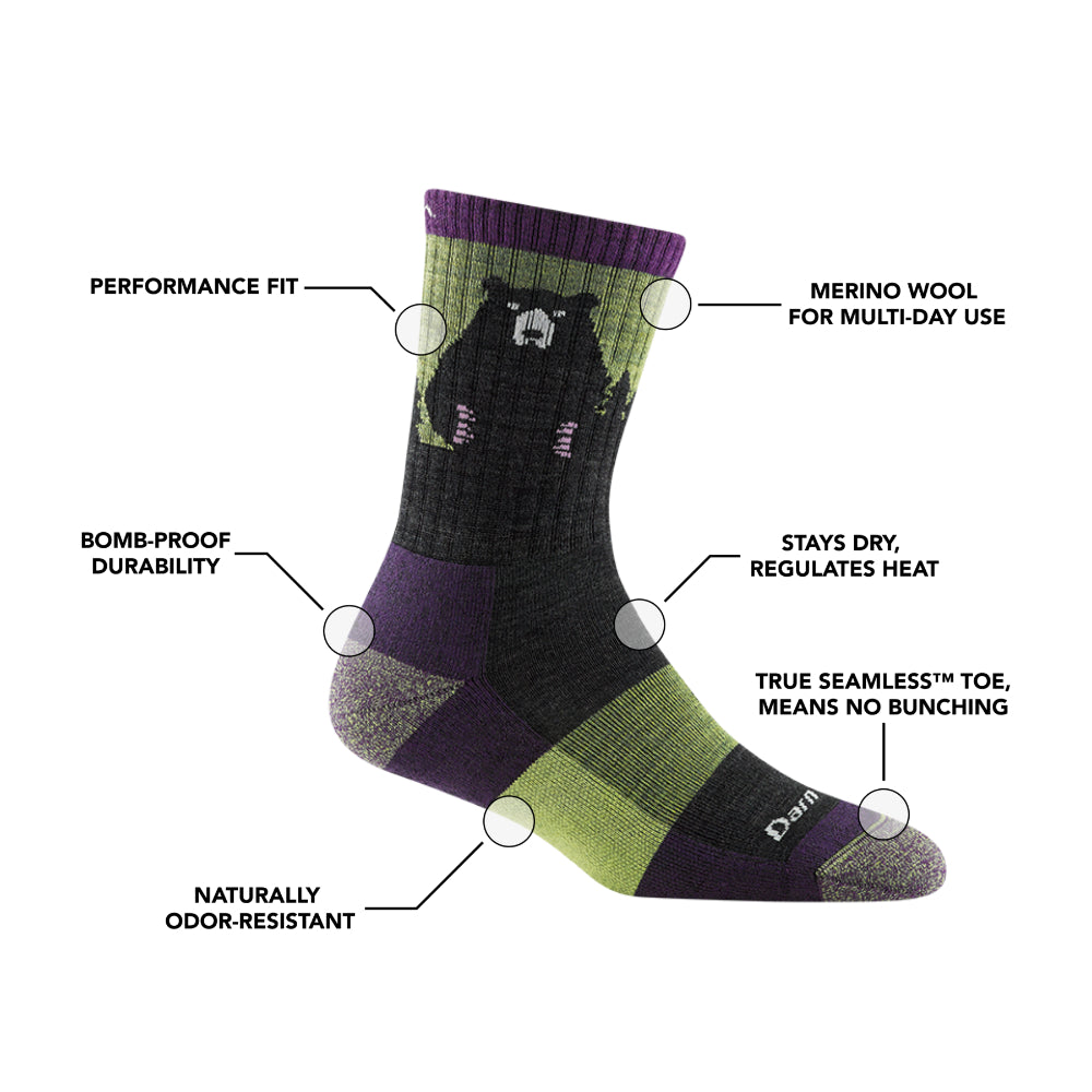 Darn Tough Womens Bear Town Micro Crew Lightweight Hiking Sock,Specification