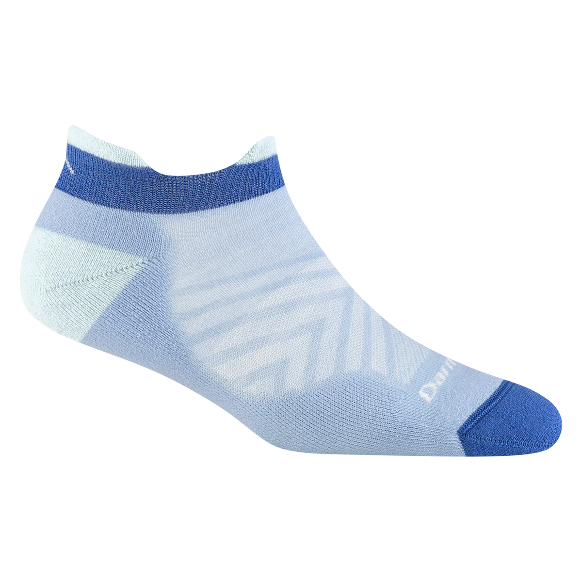 Light blue ankle sock with dark blue accents on a white background