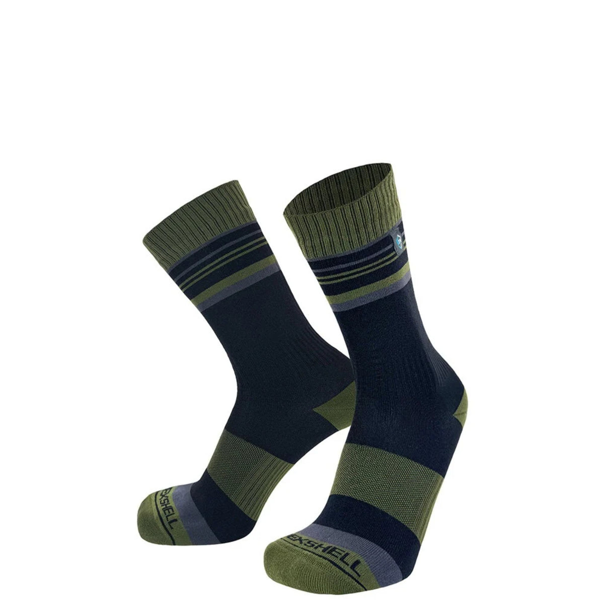 DexShell Thermlite Waterproof Socks in Black/Olive Green