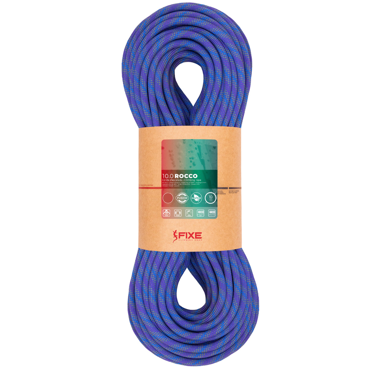 Fixe Rocco 10mm climbing rope in blue