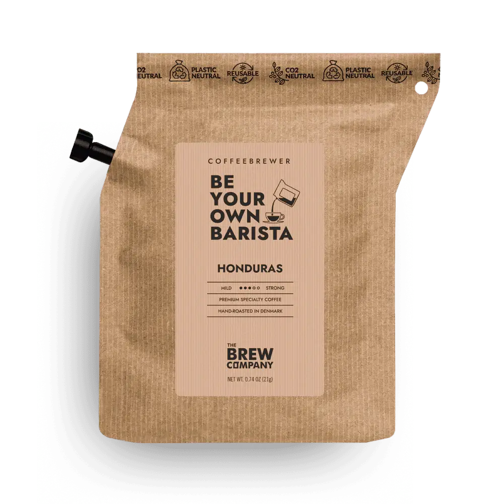 Coffee package with 'Be Your Own Barista' label on a white background